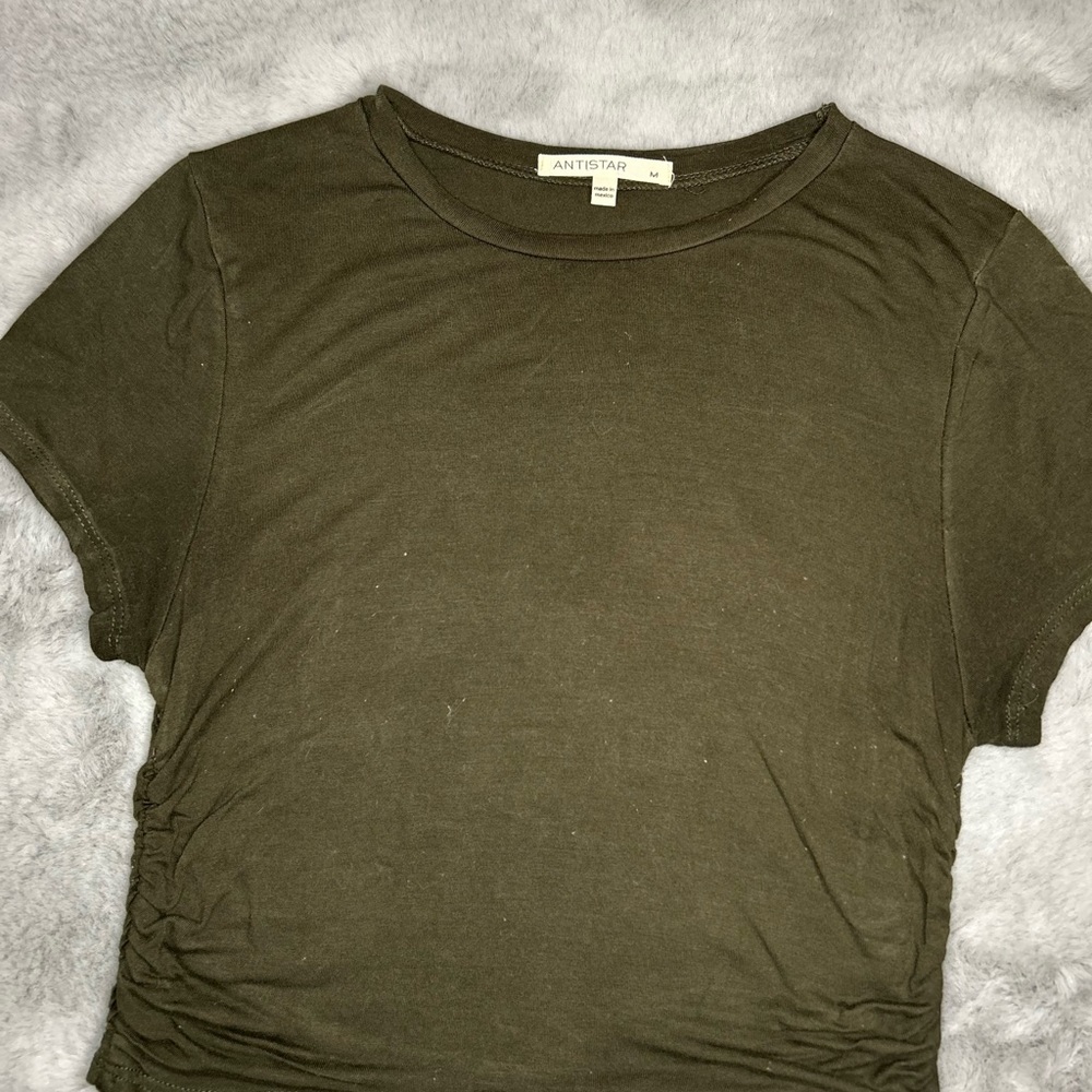 Women's Olive Ruched Top Size M